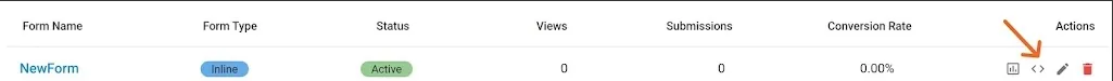 Forms section inside a list's settings in arrobaMail