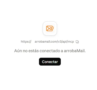 Card del conector de arrobaMail en Claude con el botón Conectar